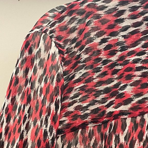 Equipment Femme Silk Blouse with Black, Red, White Print, Large - Picture 7 of 8